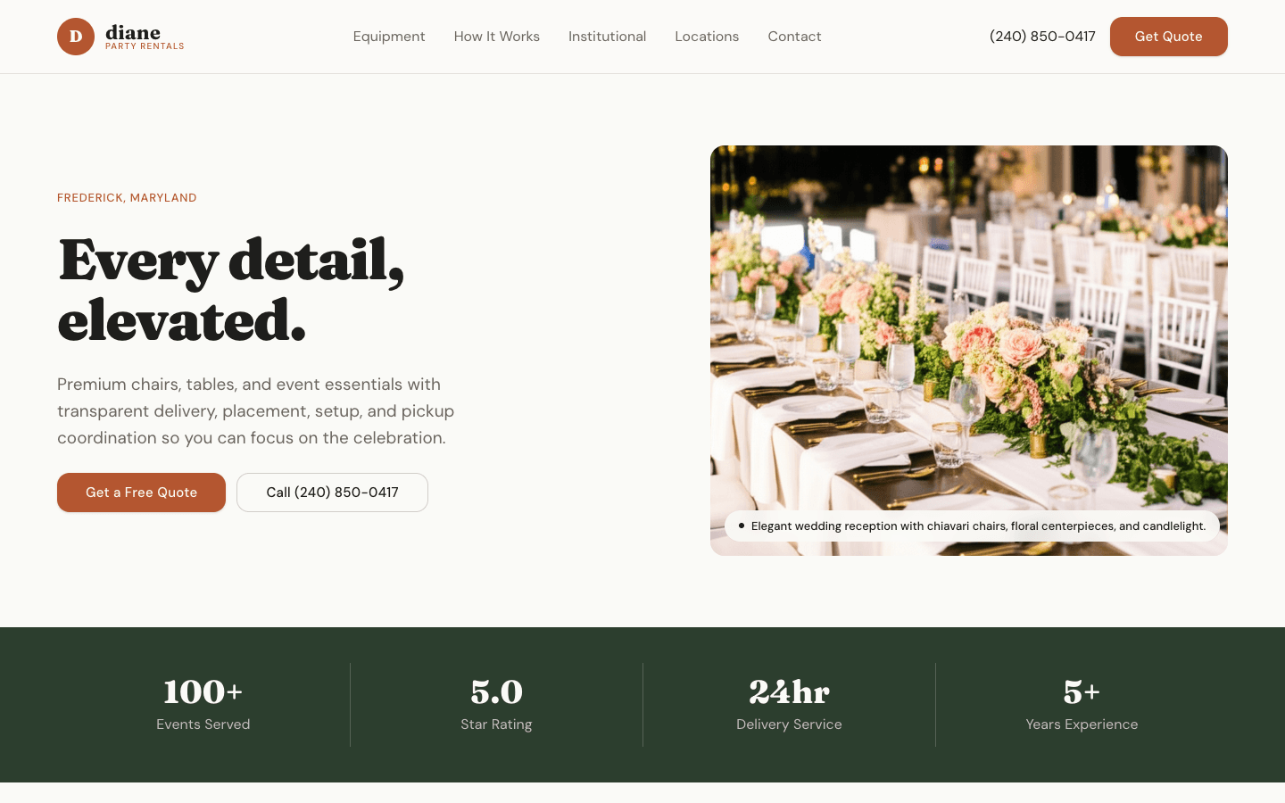 The website, with the catalog and quote flow a click away.